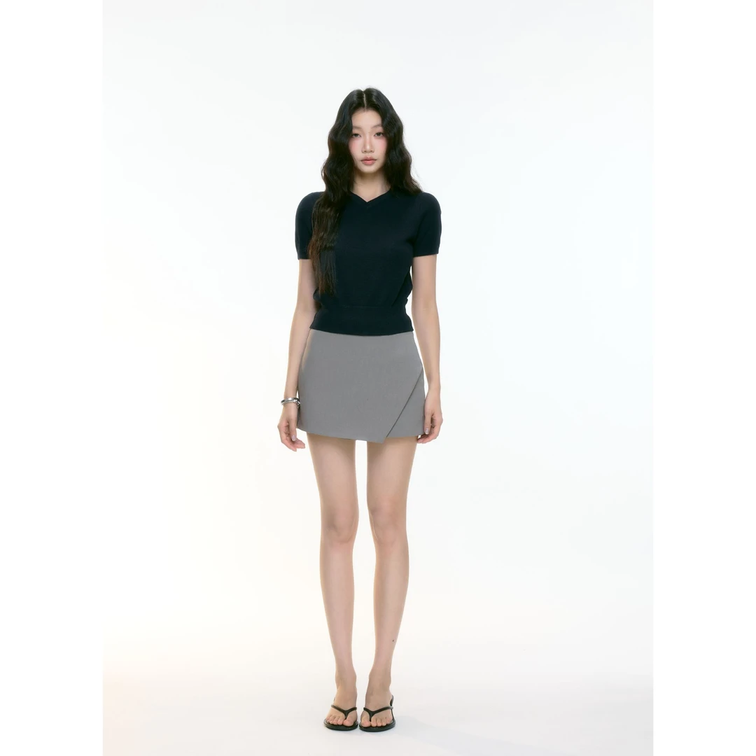 withmin凉皮 朦胧月夜 不规则开叉A字摆阔腿西装裙裤短裤2523107