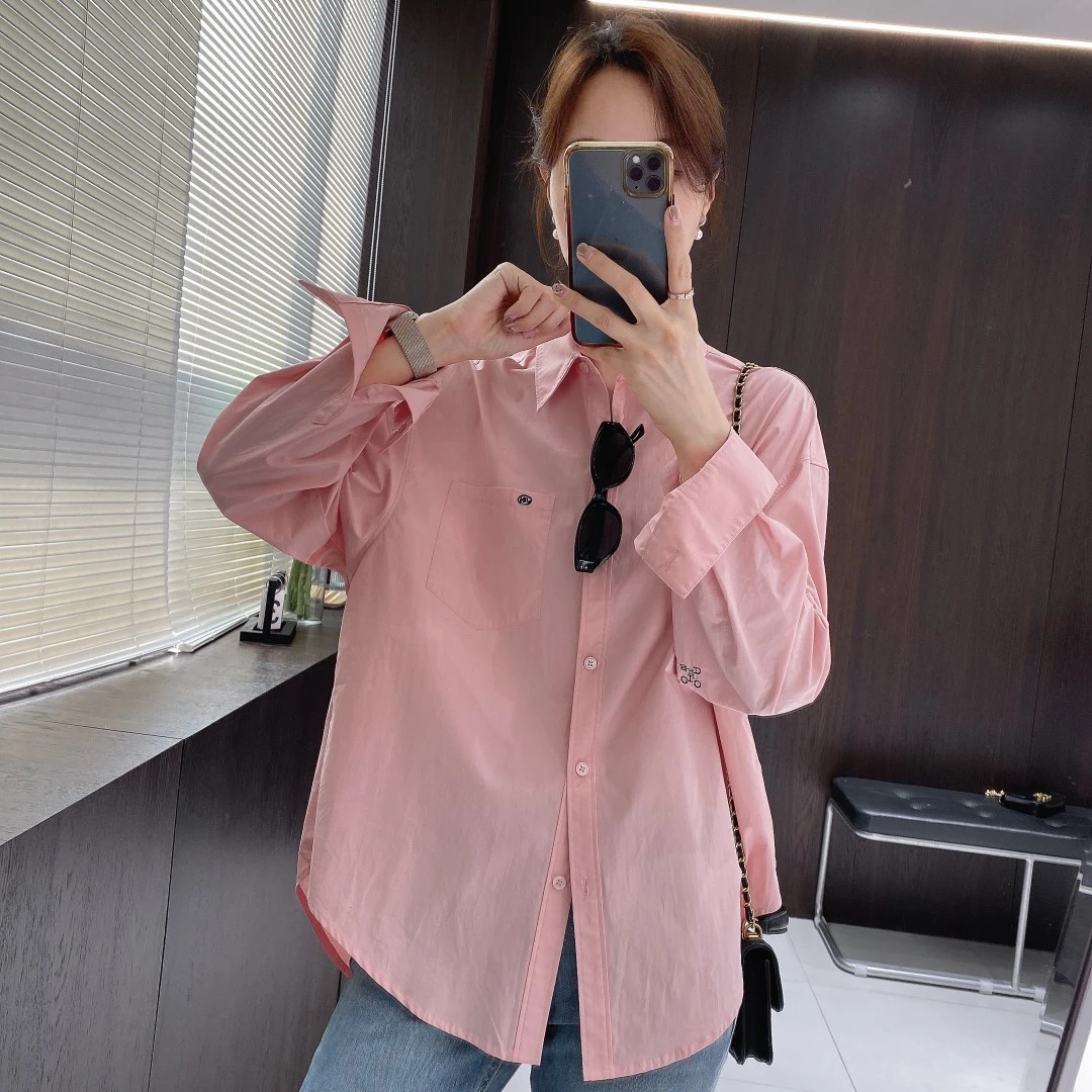 IMFLY金小金自制女装 衬衫DYW6692欧若风春装翻领刺绣衬衣外套女