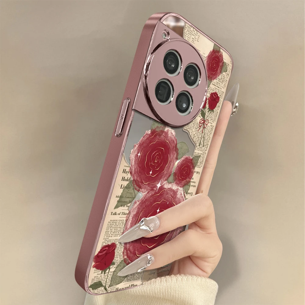 复古玫瑰适用一加ace5手机壳实用数码配件女款小众全包防摔高级感