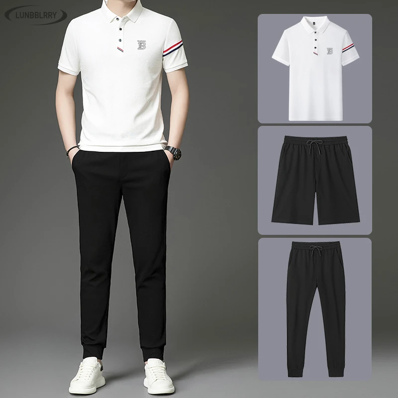 休闲套装新款夏季潮流男士polo衫35-40岁男款男装高级感休闲套装