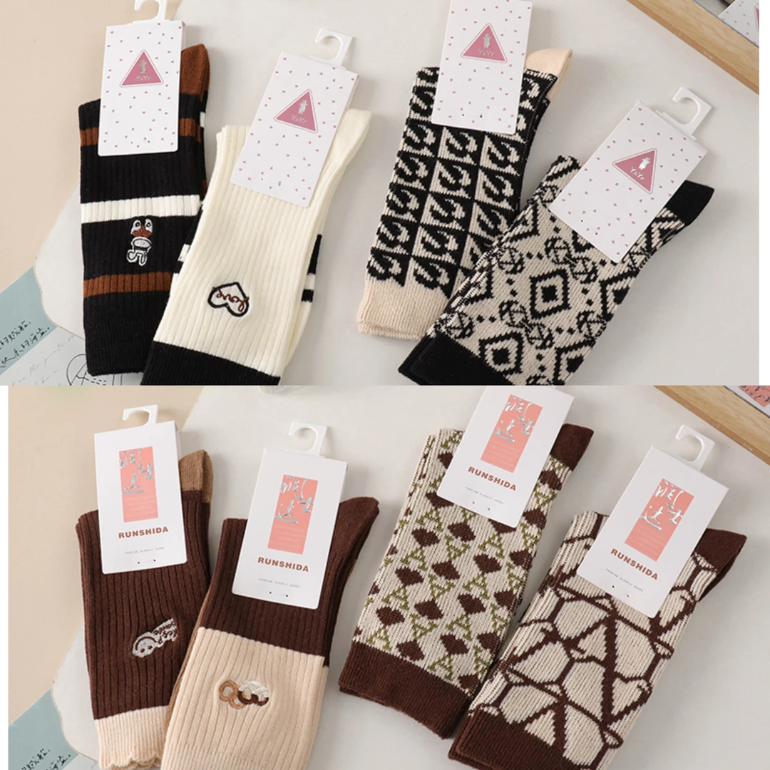 【临时链接】超值组合装百搭双针刺绣厚袜子长筒袜堆堆袜搭鲨鱼裤