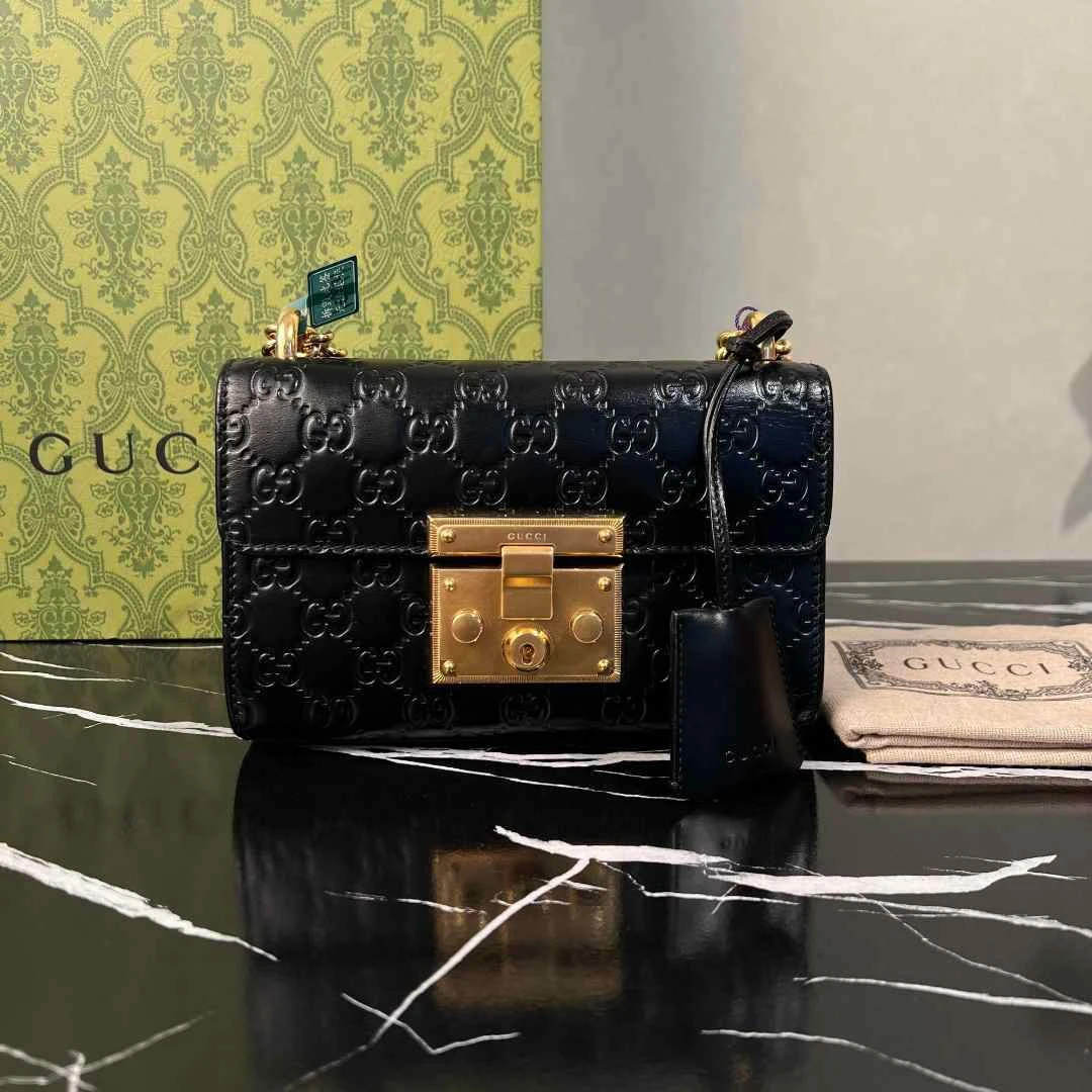 99新 GUCCI/古驰 黑色月光宝盒链条包 C835717 4809