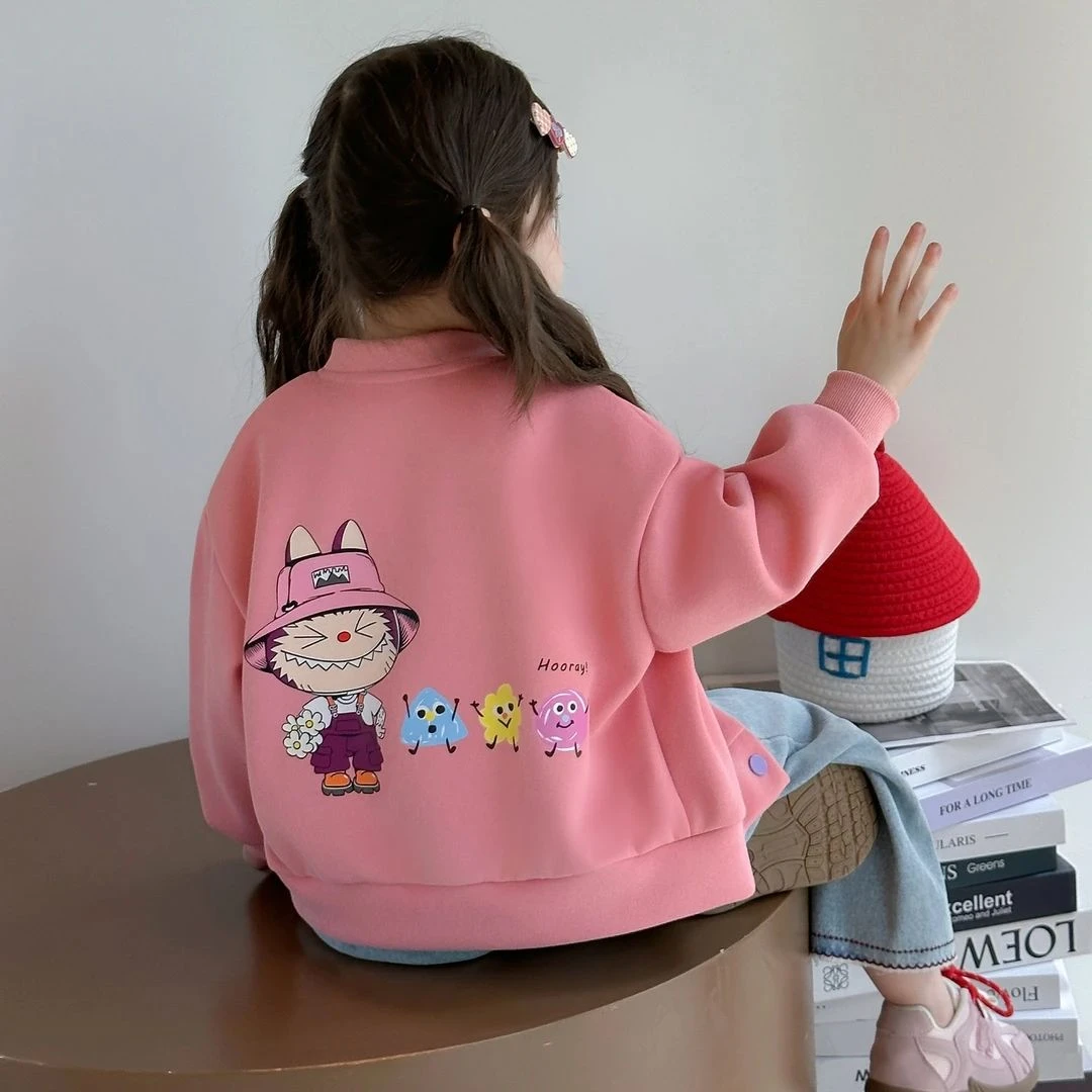 女童外套春秋款2025新款儿童时髦开衫夹克小女孩卡通休闲针织上衣