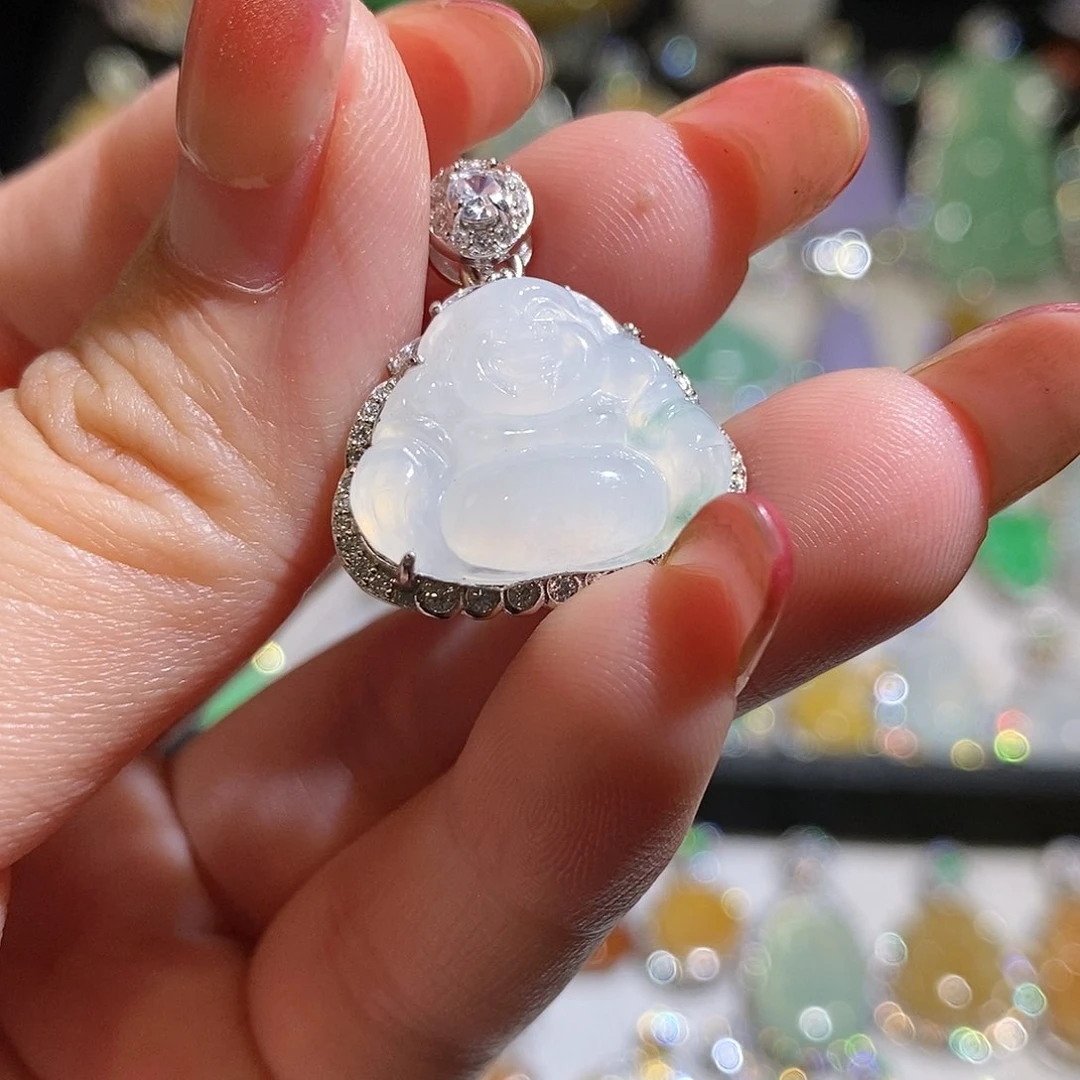 翡翠银S925镶嵌颈饰天然翡翠