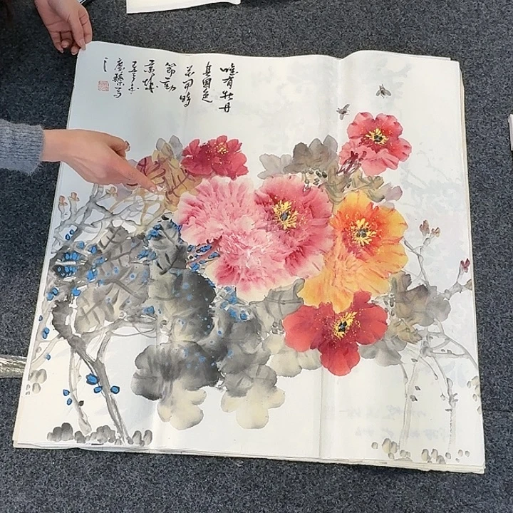 纯手绘国画作品好看斗方