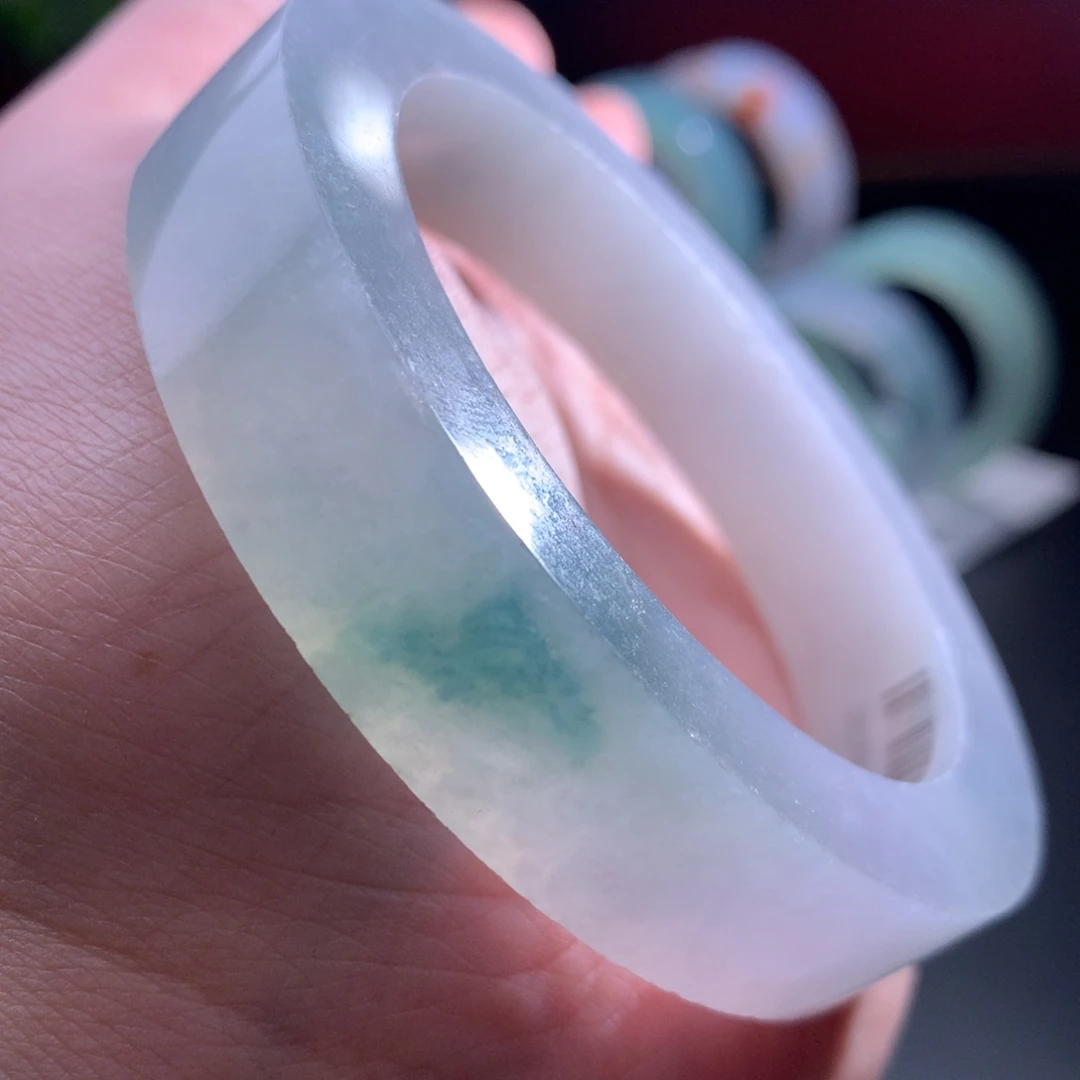 未镶嵌翡翠手镯定制翡翠   冰飘花手镯