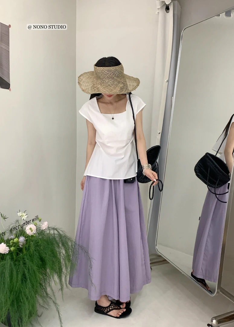 NONO福秒（9NO6925#) 极简后开叉净版小飞袖衬衫9-617