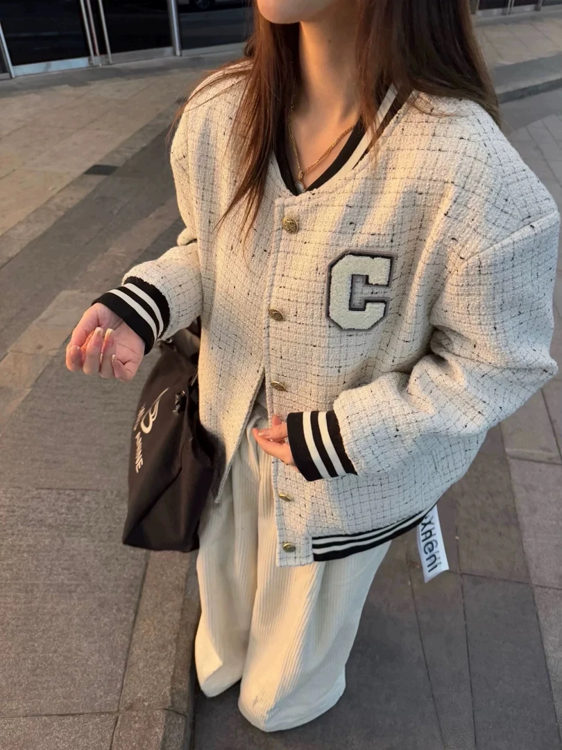 【千金棒球服】高级感满满小香风棒球服外套-苋 17063(939)