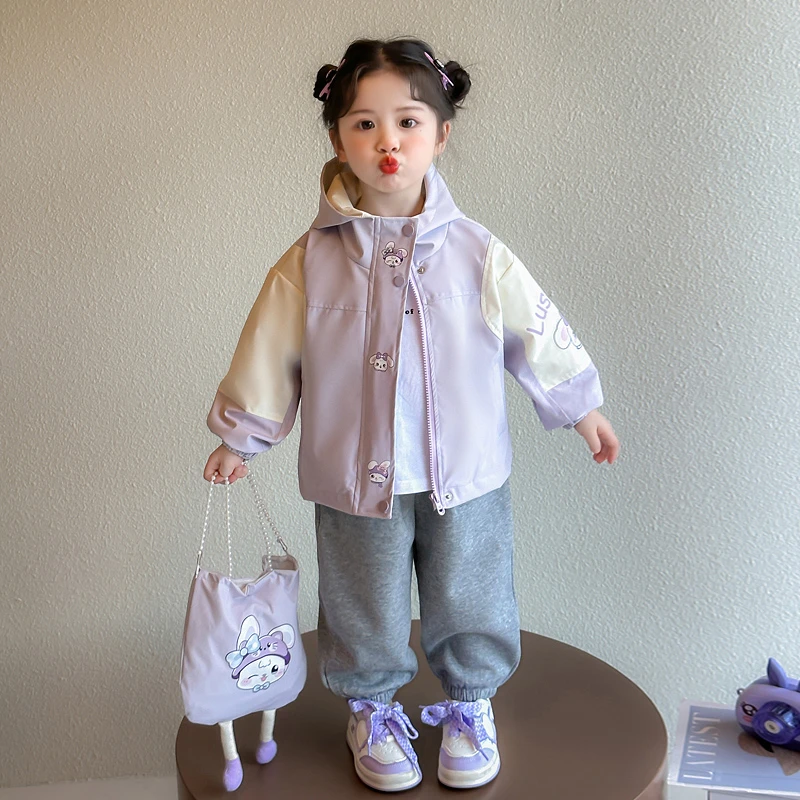 女童卡通连帽外套洋气儿童春秋装新款女宝宝拉链衫小女孩时髦上衣
