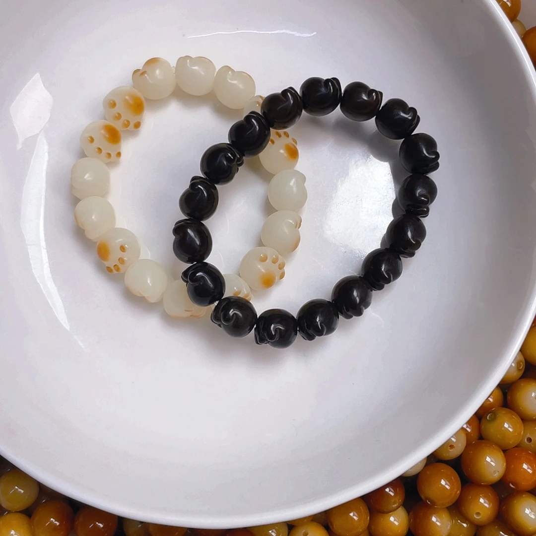 菩提根/象牙果吊坠猫爪黑白各一条