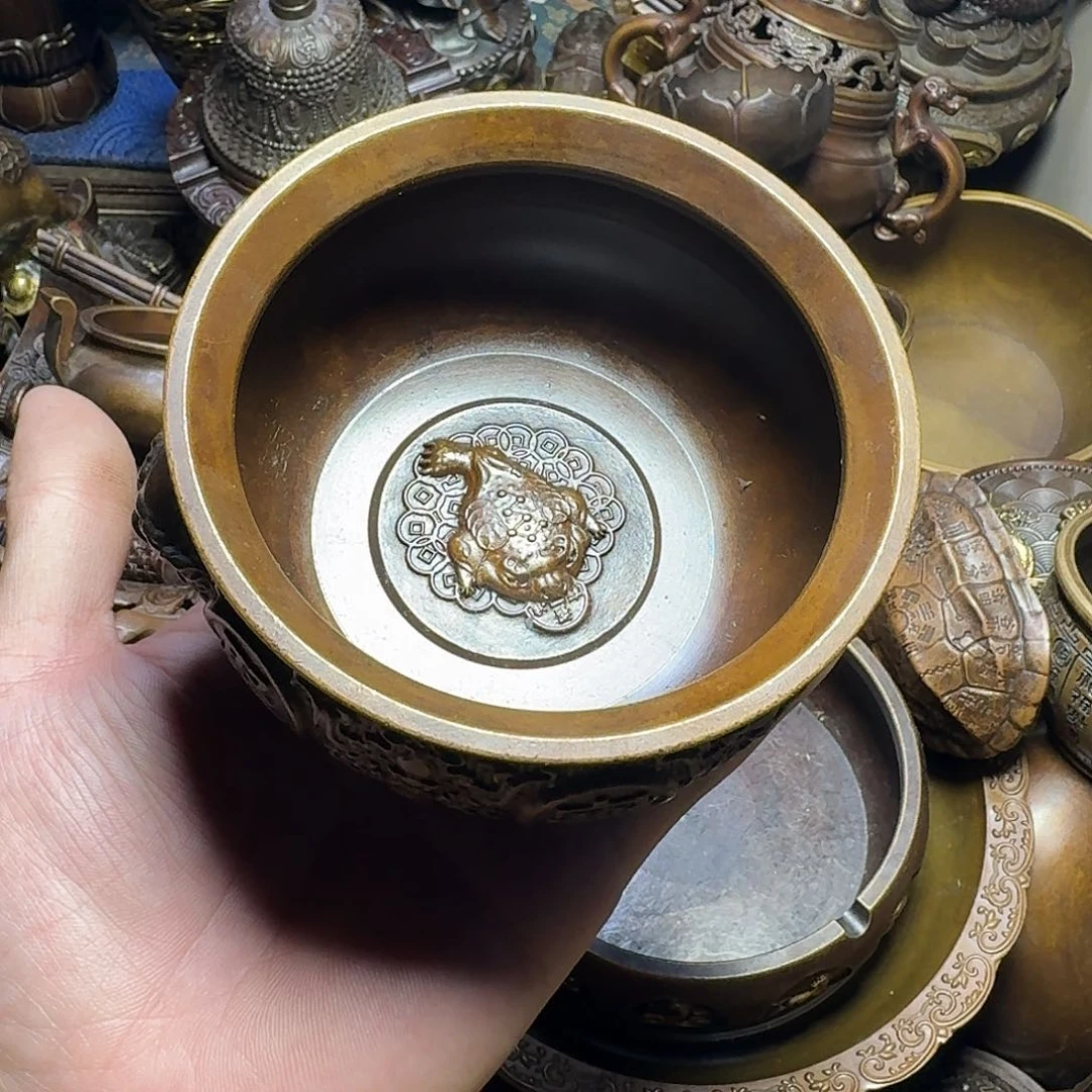 原矿 风魔铜藏收铜摆件