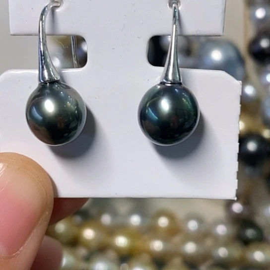 海水珍珠耳饰银S925镶嵌