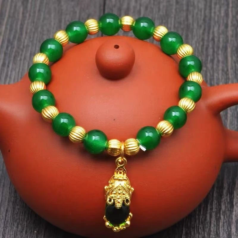 轻奢精致潮流珐琅手链饰品（C04）高端透绿貔貅手串
