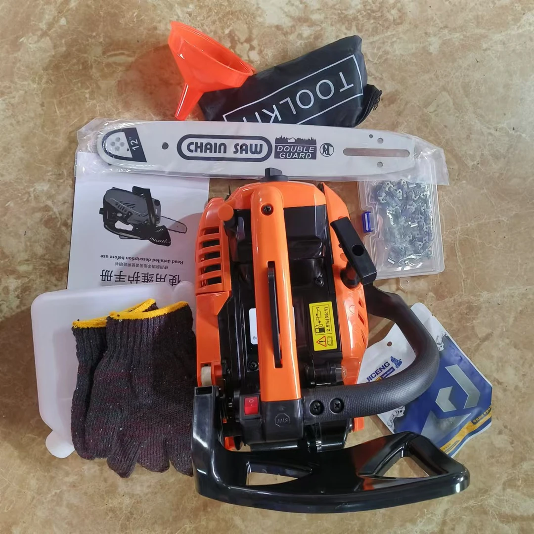 橘黑款进口油锯小型12寸单手持轻便伐木锯砍树机毛竹单手小油锯