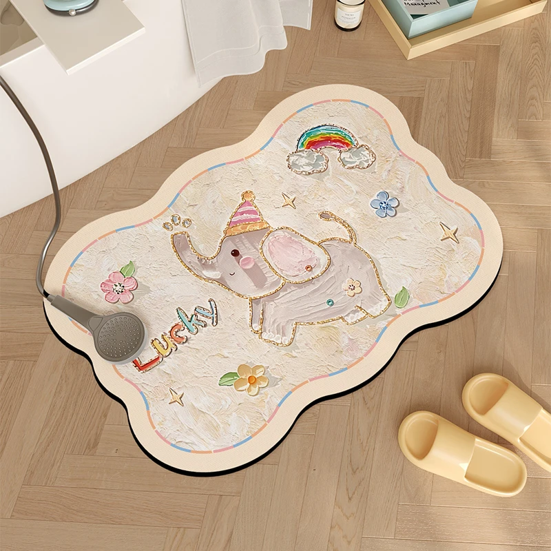 珠光小象软硅藻泥地垫脚垫吸水防滑卫生间浴室厕所洗手间门口地面