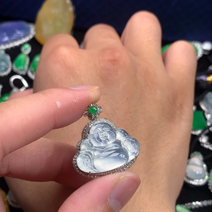 翡翠18K金镶嵌吊坠(不含链)