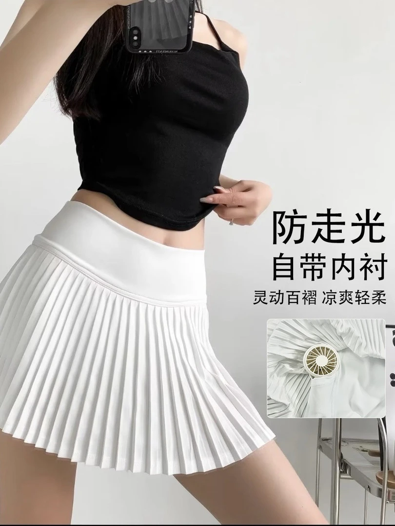 【AsmLULU授权】A1新款高腰百褶网球裙防走光速干显瘦舒适运动