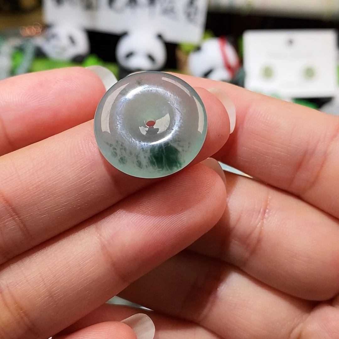 翡翠未镶嵌颈饰冰飘花平安扣