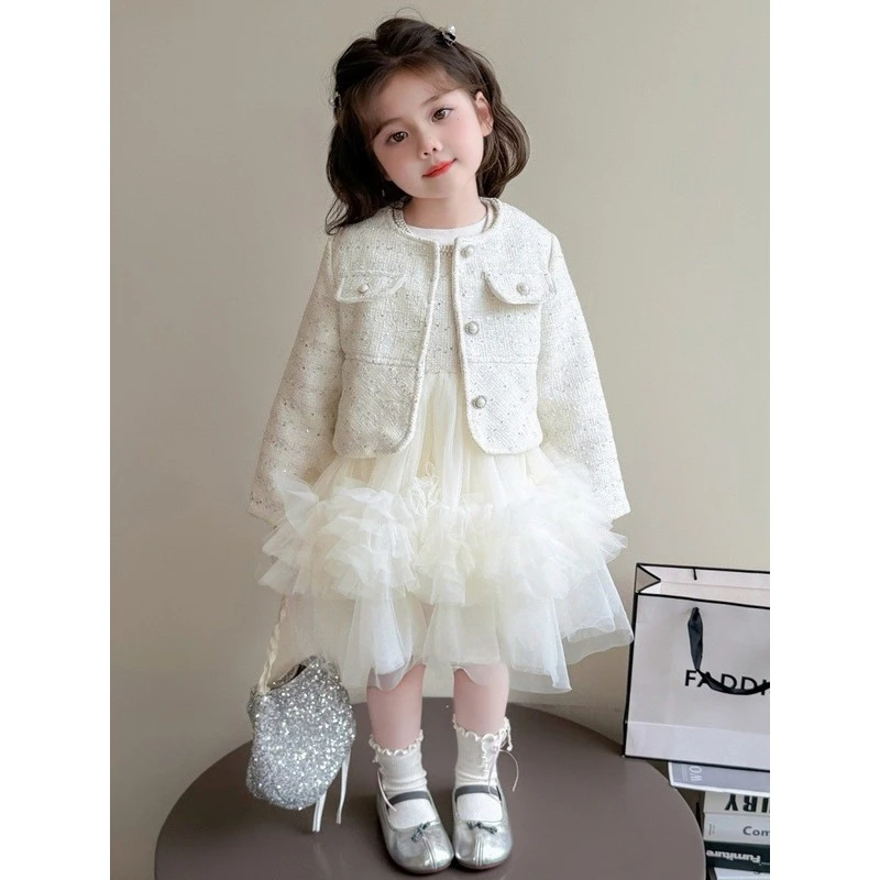 新疆西藏包邮女童秋季套装2025新款儿童春秋款小香风连衣裙洋气宝