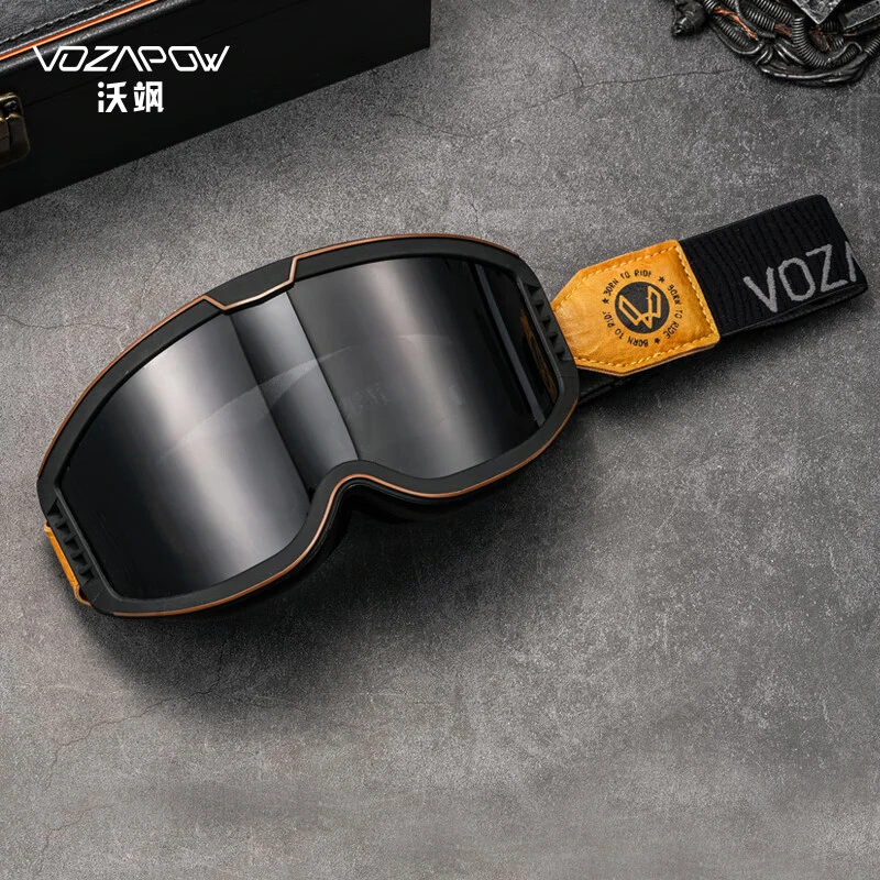 vozapow摩托车风镜复古公路越野摩托车防雾尘近视变色骑行护目镜