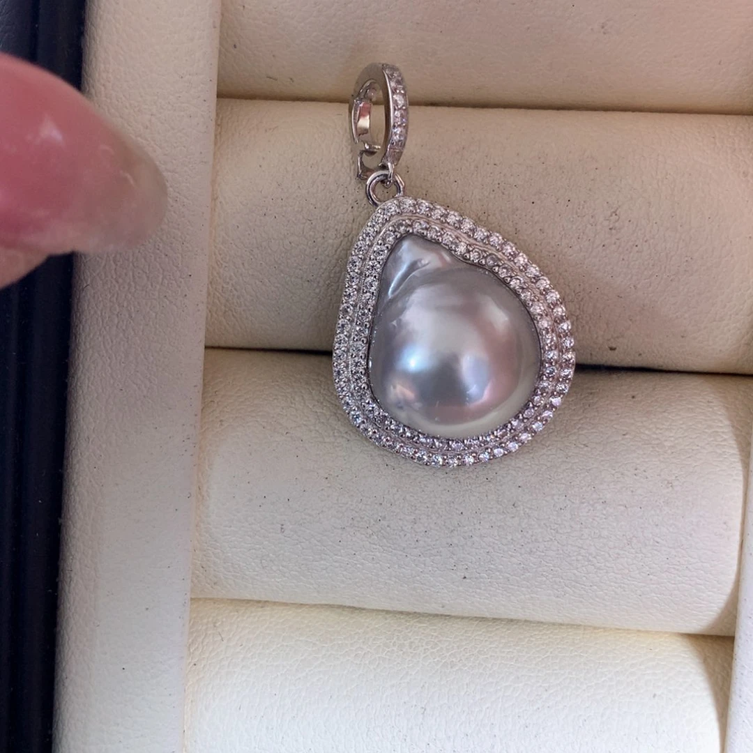 海水珍珠银S925镶嵌颈饰