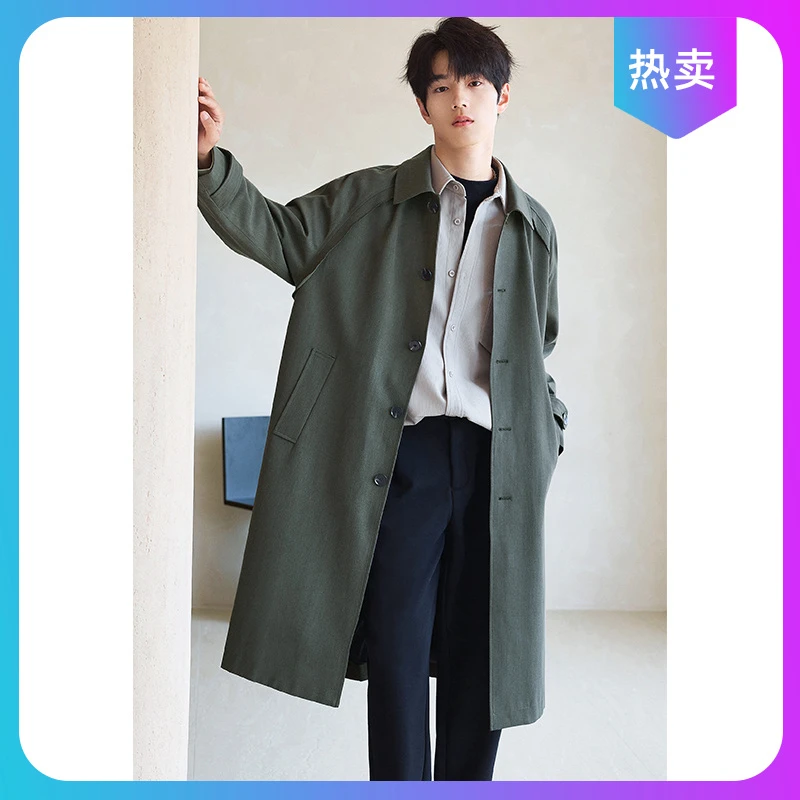 日本品质天丝风衣男中长款2025春秋季新款翻领休闲韩版男装英伦风