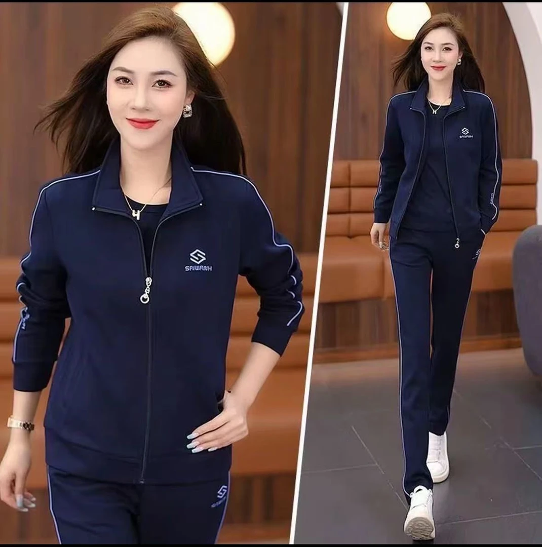 2025秋季时尚潮流休闲立领开衫卫衣外套运动服套装女940