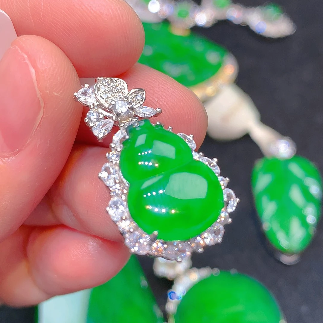 吊坠(不含链)银S925镶嵌翡翠翡翠