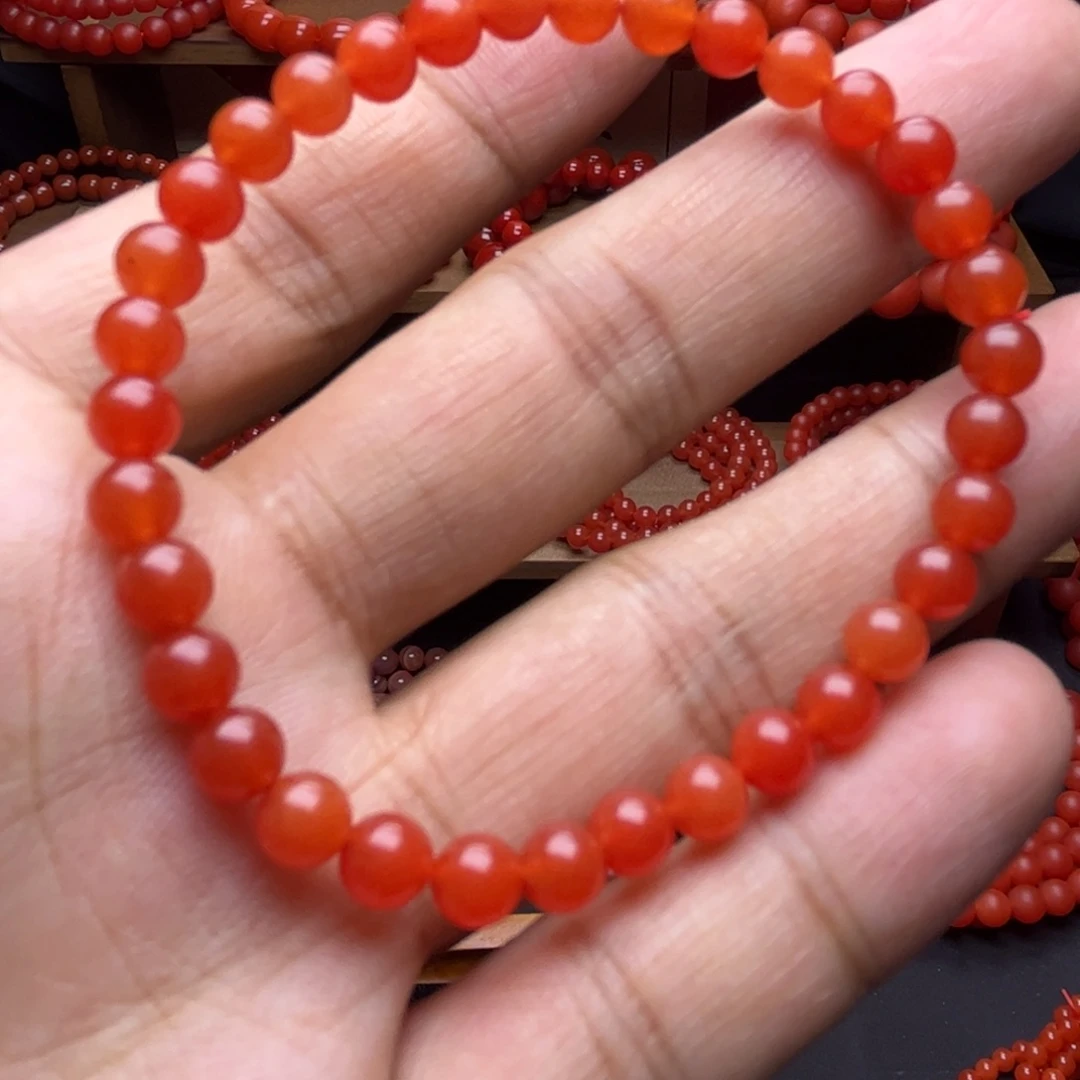 手链未镶嵌南红玛瑙5.5樱桃红