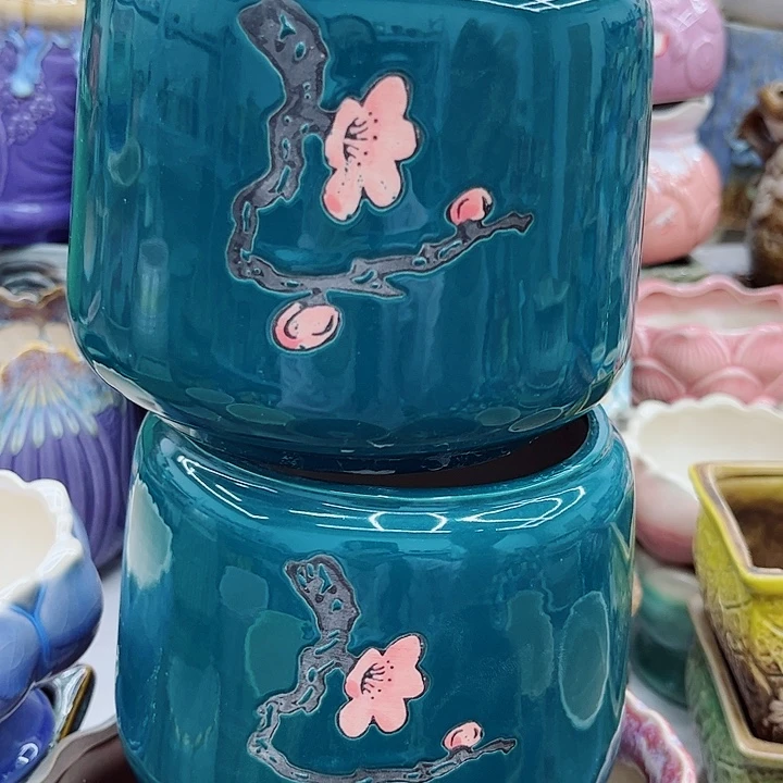 多肉绿植陶瓷花盆9.9包邮，有孔