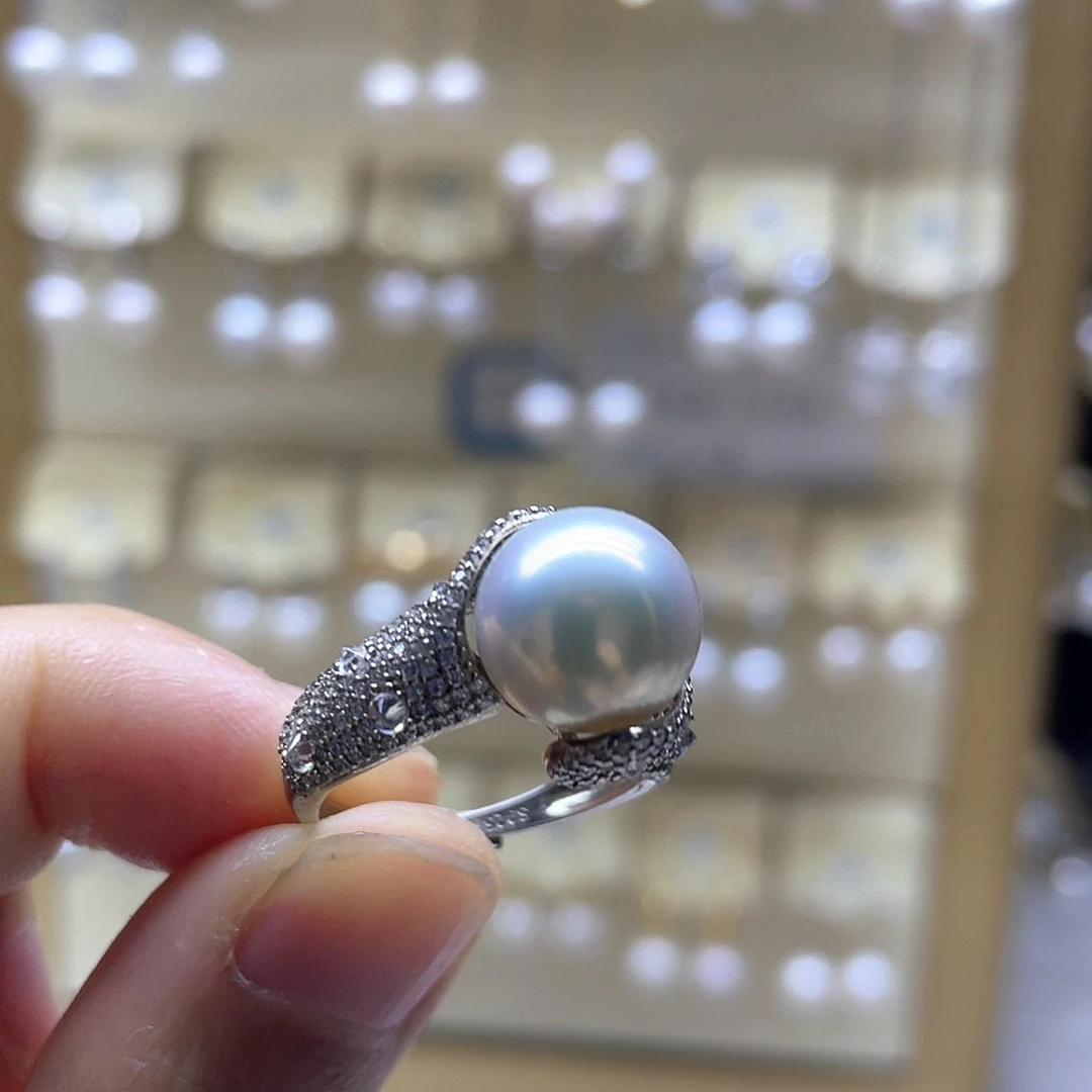 戒指银S925镶嵌淡水珍珠