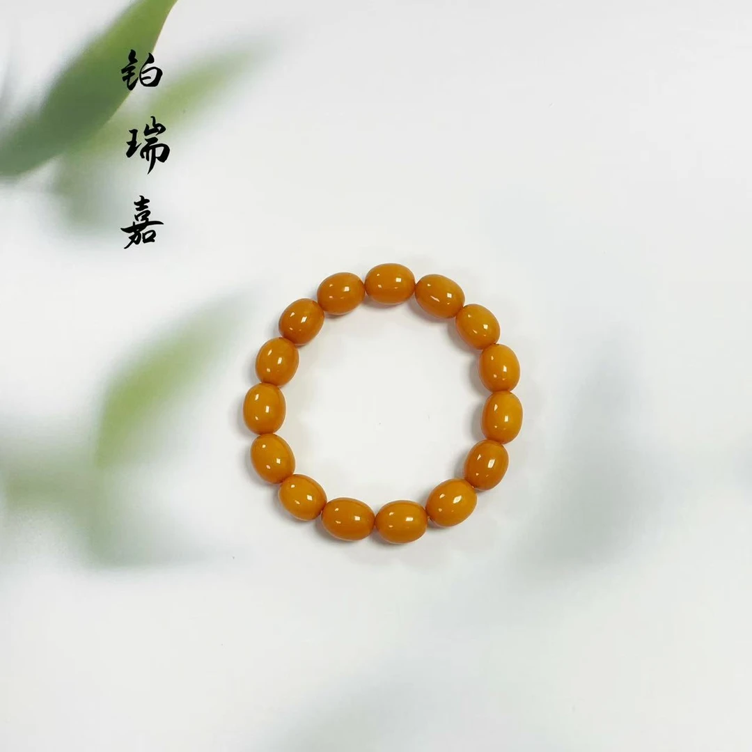 铂瑞嘉蜜蜡单圈约10mm枣珠素圈老蜜蜡手串JC 拍一发一