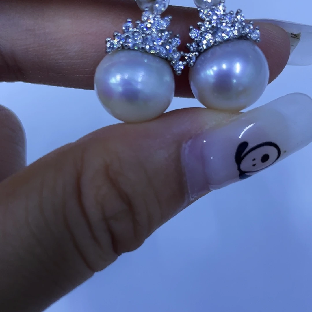 银S925镶嵌淡水珍珠耳饰