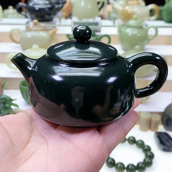 和田玉未镶嵌挂件茶壶170m l