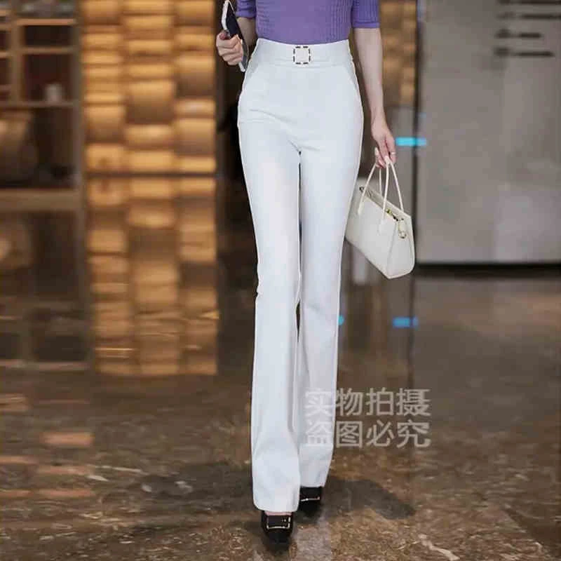 2025春款微喇裤气质洋气时尚修身高腰显瘦弹力喇叭裤春秋黑色休闲