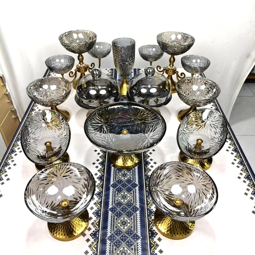 新疆包邮12脚16头餐桌果盘套装（灰色）