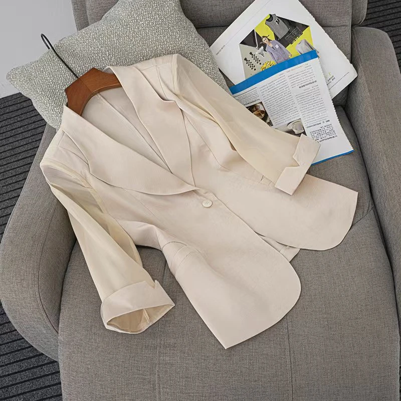 2575一粒扣百搭常规西装领西装休闲小西装春夏七分袖显瘦