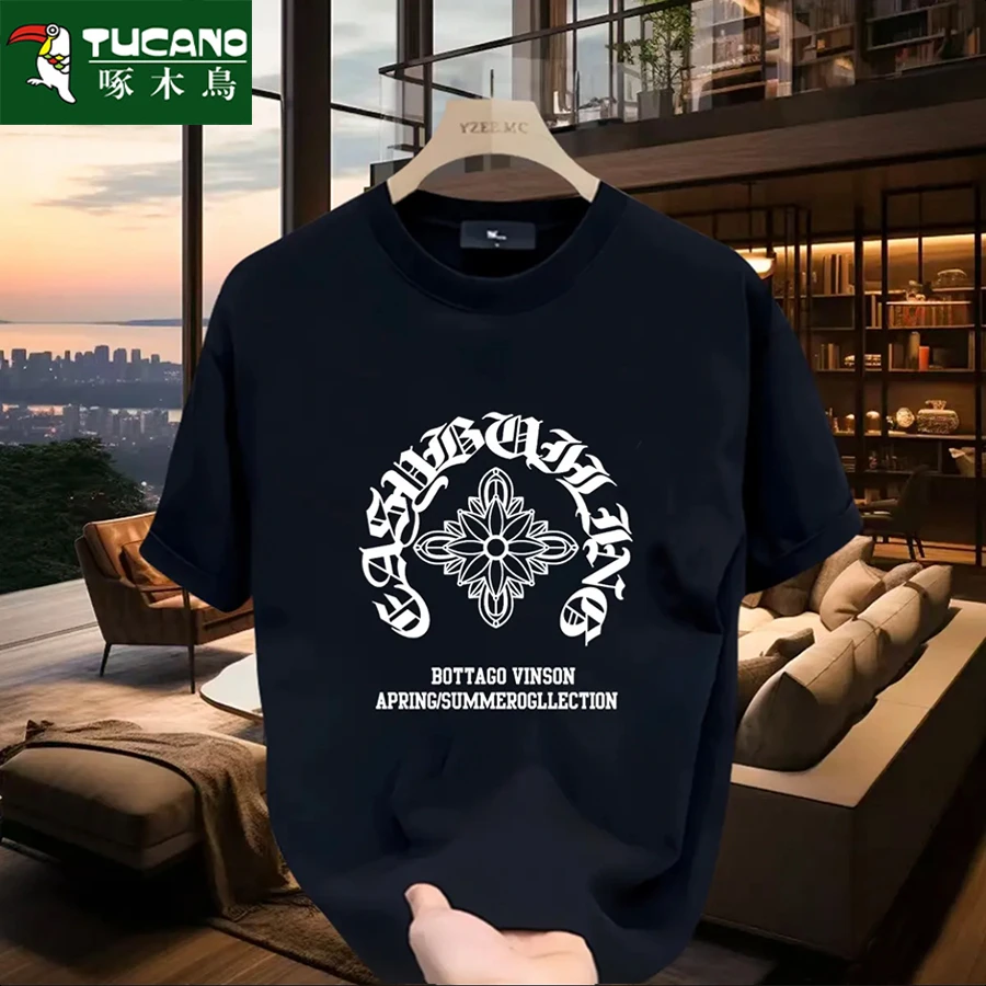 啄木鸟夏季印花宽松型日常圆领短袖T恤大码上衣设计感修身宽松ins