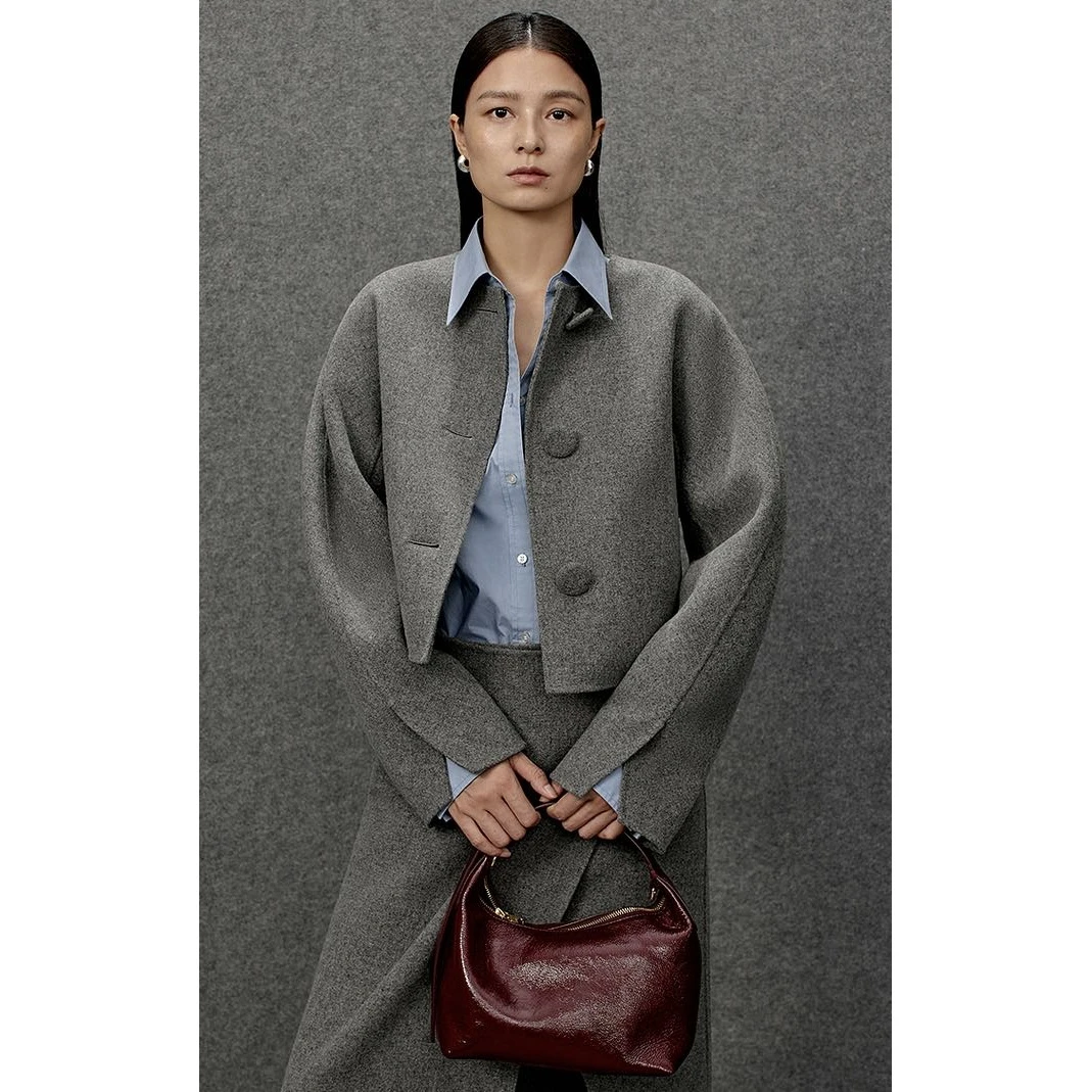 杰瑞【玉京秋】新款插肩袖简约优雅高品质80支澳毛呢料短外套