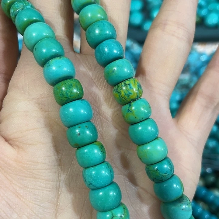 玛瑙/玉髓合金珠宝半成品一条10mm菜籽绿老型珠