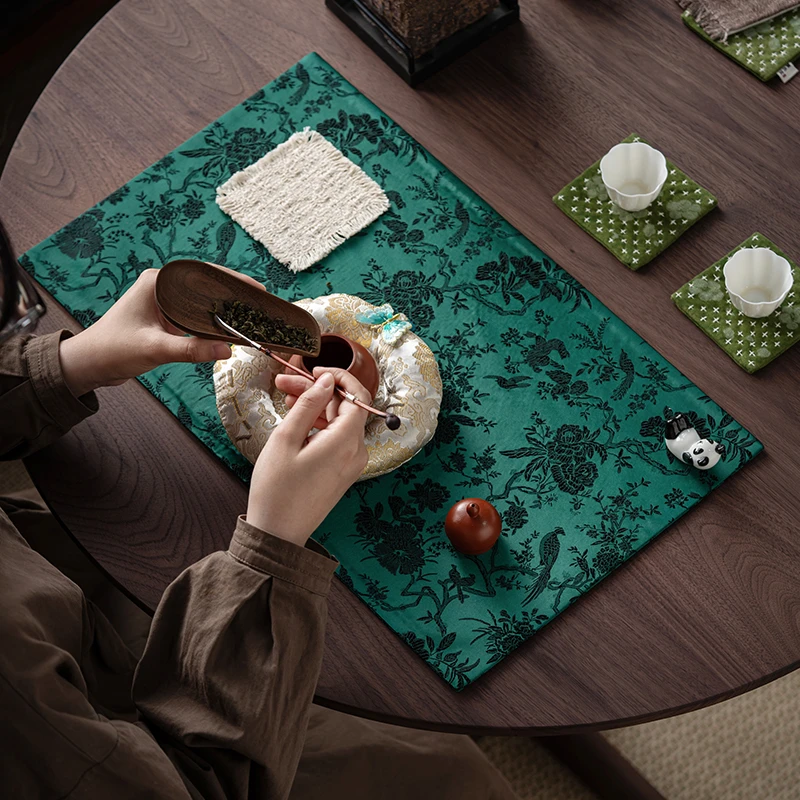 百垚纯手工织锦布艺茶席茶道茶桌布桌旗简约壶承垫功夫茶具零配件