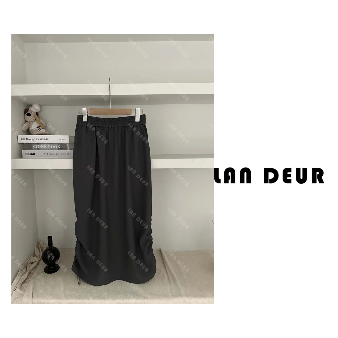 JIUJIU【私藏珀斯】夏季休闲百搭纯色半身裙通勤气质松紧腰半裙