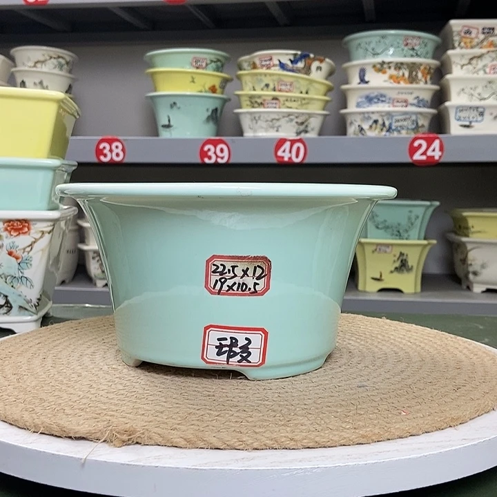 宜兴紫砂釉面盆景花盆