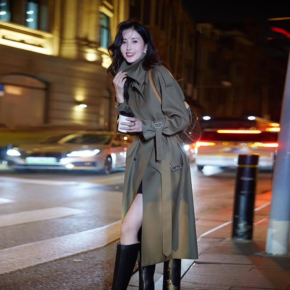 高级感风衣外套女中长款2025春秋新款宽松英伦风休闲气质流行大衣