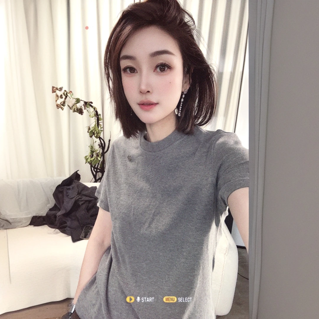 23831杨老板定制款小标细羊毛基础百搭款纯色短袖