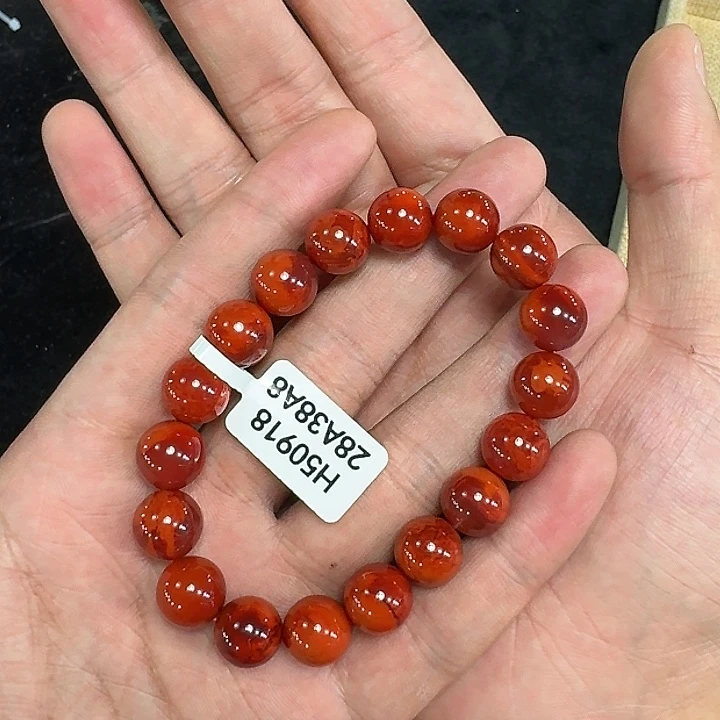男***人未镶嵌手链南红玛瑙原矿南红手串11mm高品质妖火炎