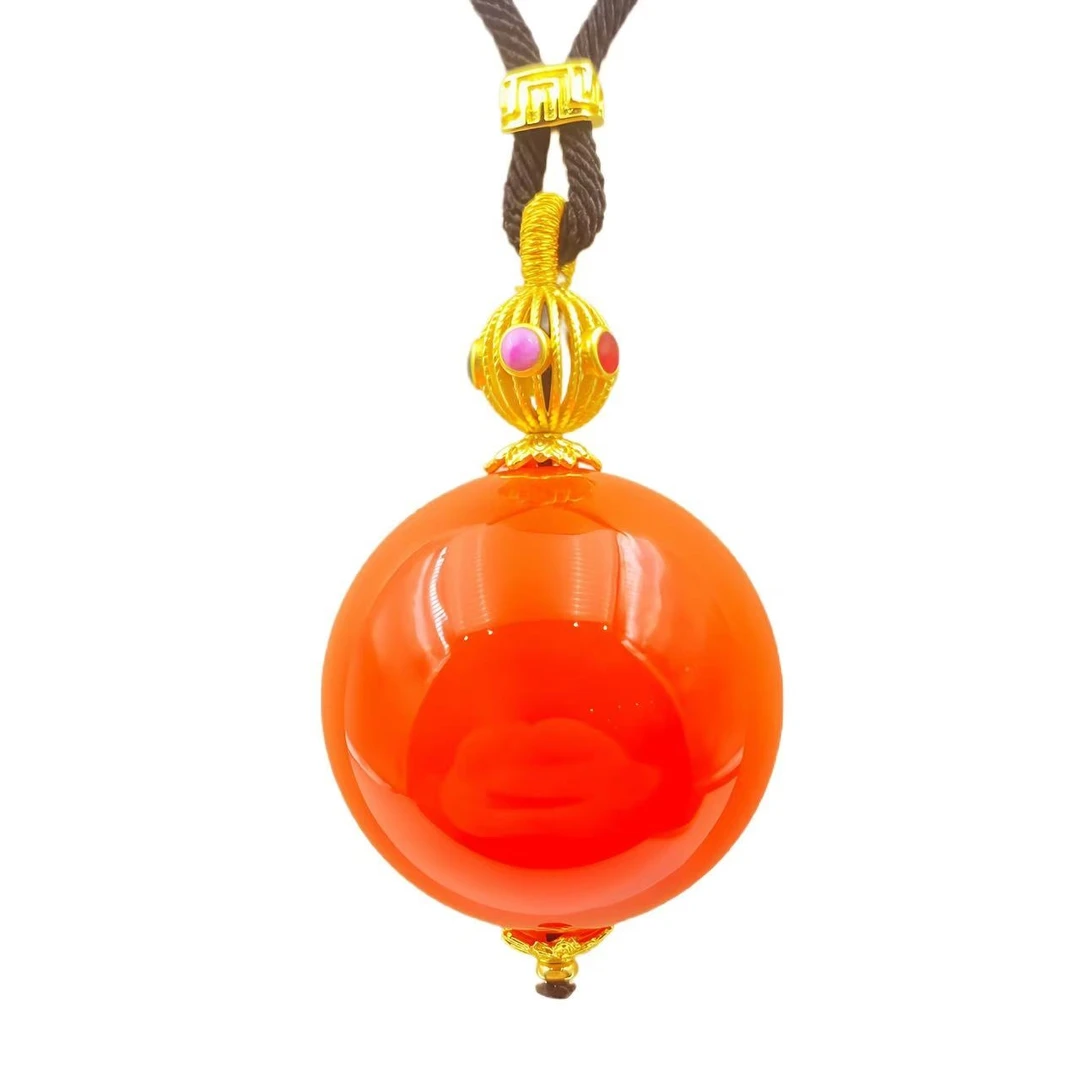 高档珠宝鸽血红鸽子蛋单珠玛瑙D项链Y2235