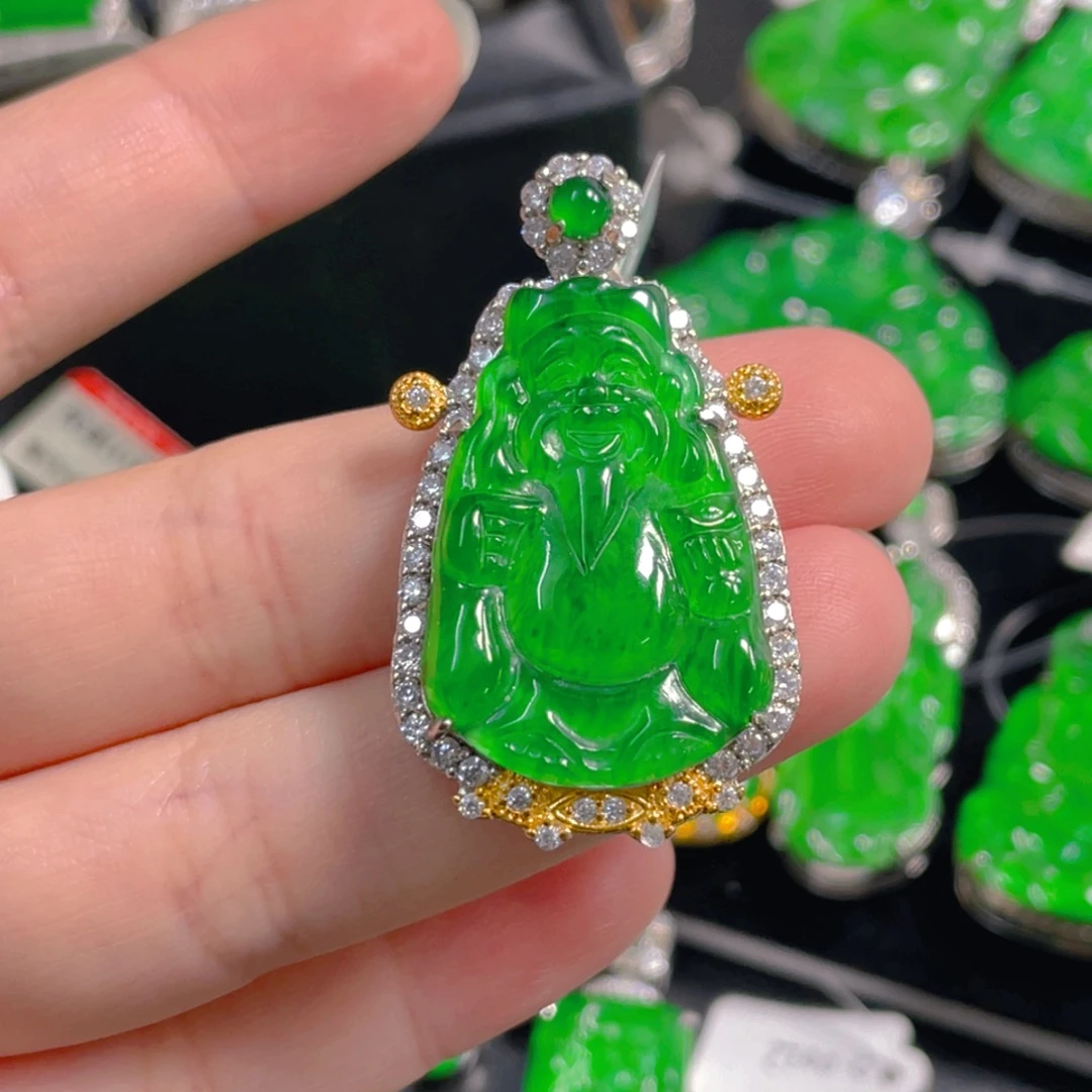 翡翠银S925镶嵌吊坠(不含链)