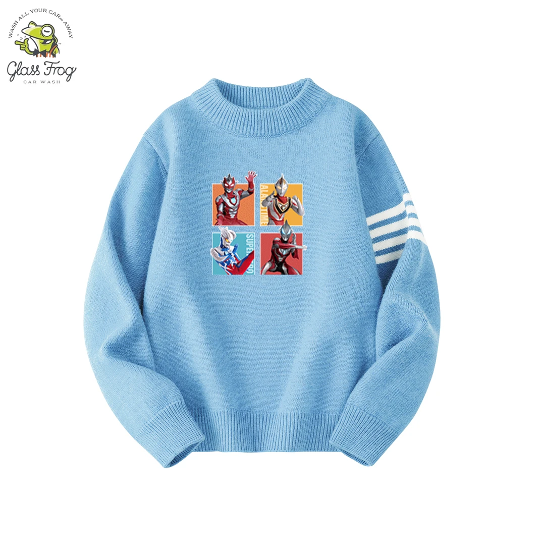 男童毛衣佐罗儿童蓝色毛线衣奥特曼童装针织打底衫秋冬季保暖内搭