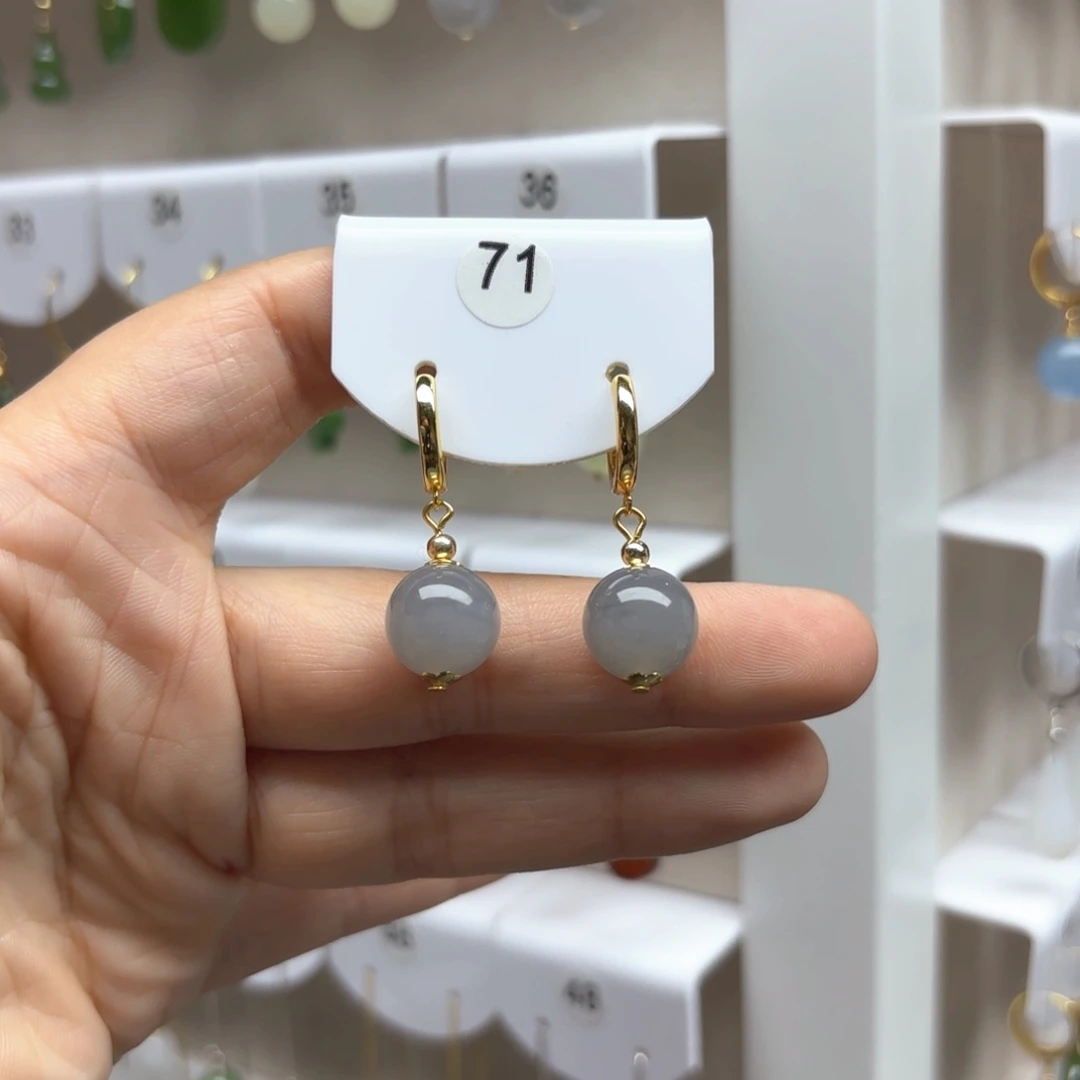 和田玉银S925镶嵌耳饰